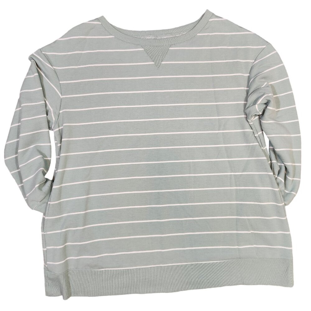 stars above Light Sage Green and White Striped Sweatshirt